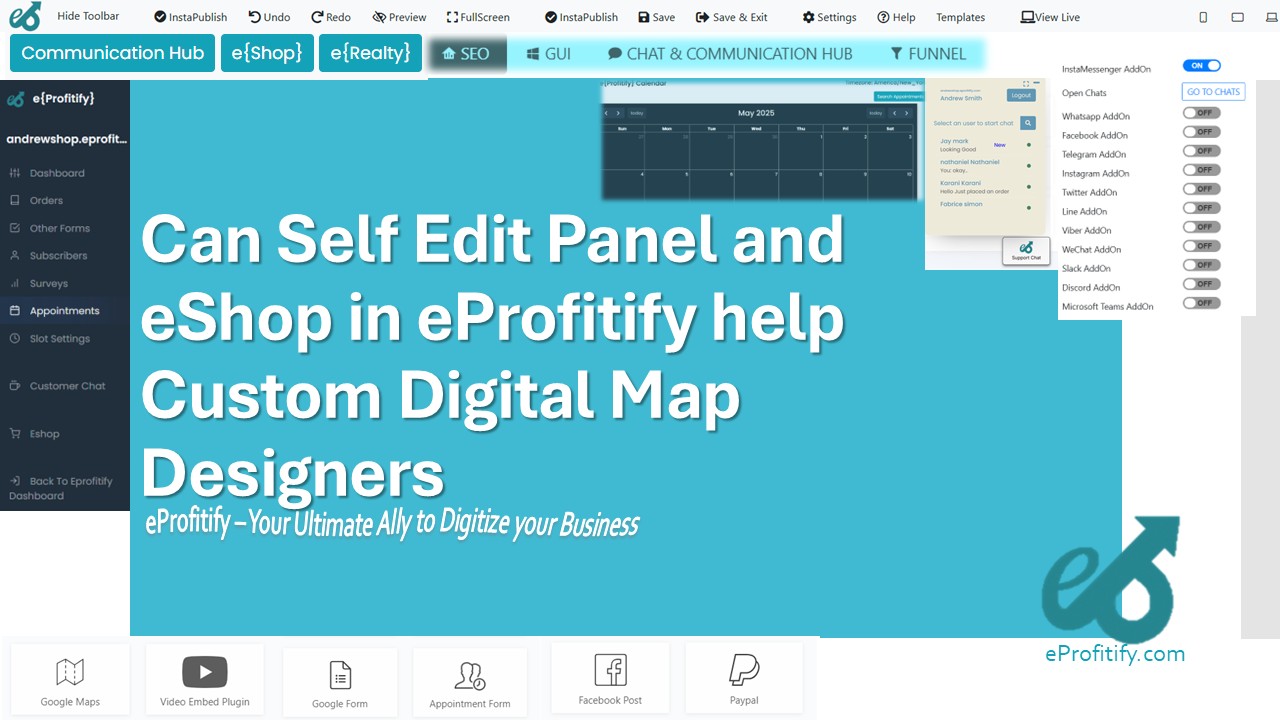 Can Self Edit Panel and eShop in eProfitify help Custom Digital Map Designers